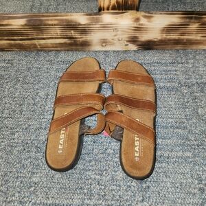 Eastland Tan and Brown Slide Sandals